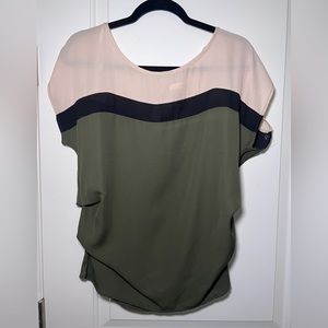 Tan, Green, Black Sheer Shirt
